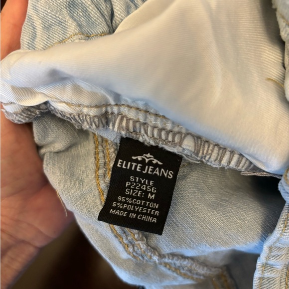 Elite Jeans Size M Distressed High Waist Stretch Paper Bag Style - Picture 7 of 7